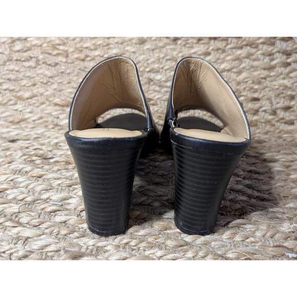 Liz Claiborne Black Open Toe Purse Mules Size 9.5 M Slip On 3" Heels - Picture 6 of 10